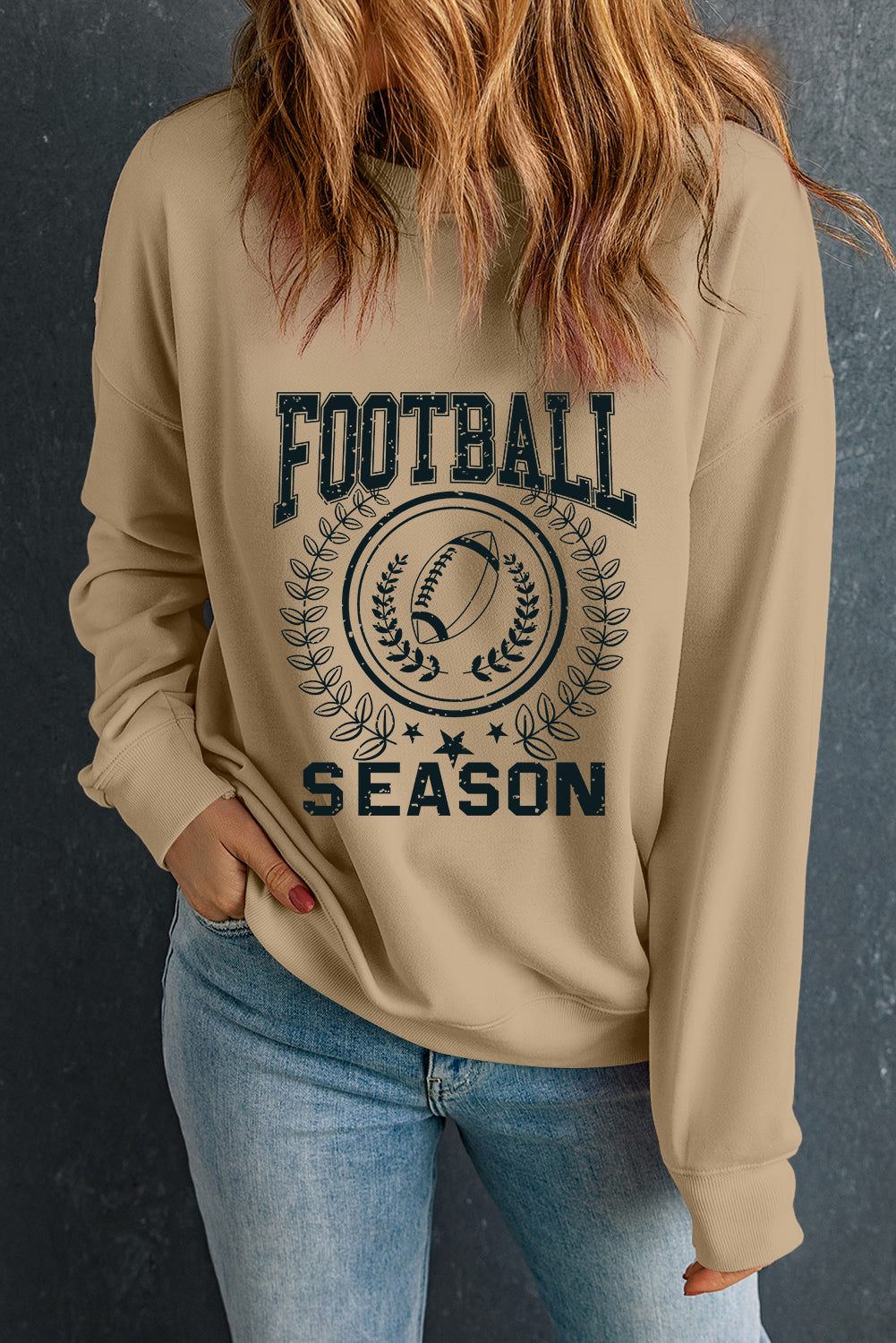 Khaki Rugby FOOTBALL SEASON Graphic Game Day Sweatshirt