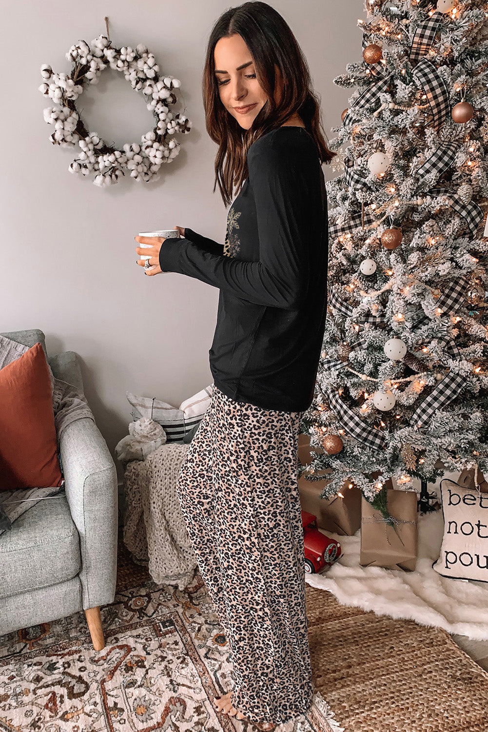 Christmas Leopard Two-piece Lounge Set