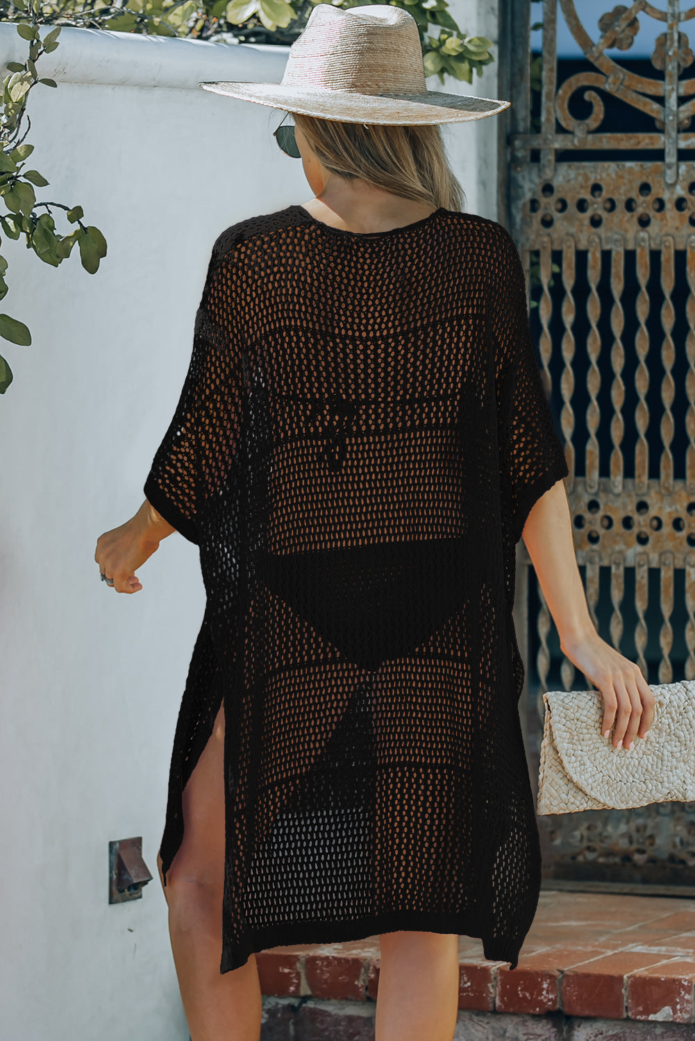 Black Knitted Beach Cover-Up