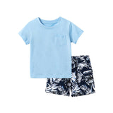 Boys Blue Leaf Shirt/Short Set