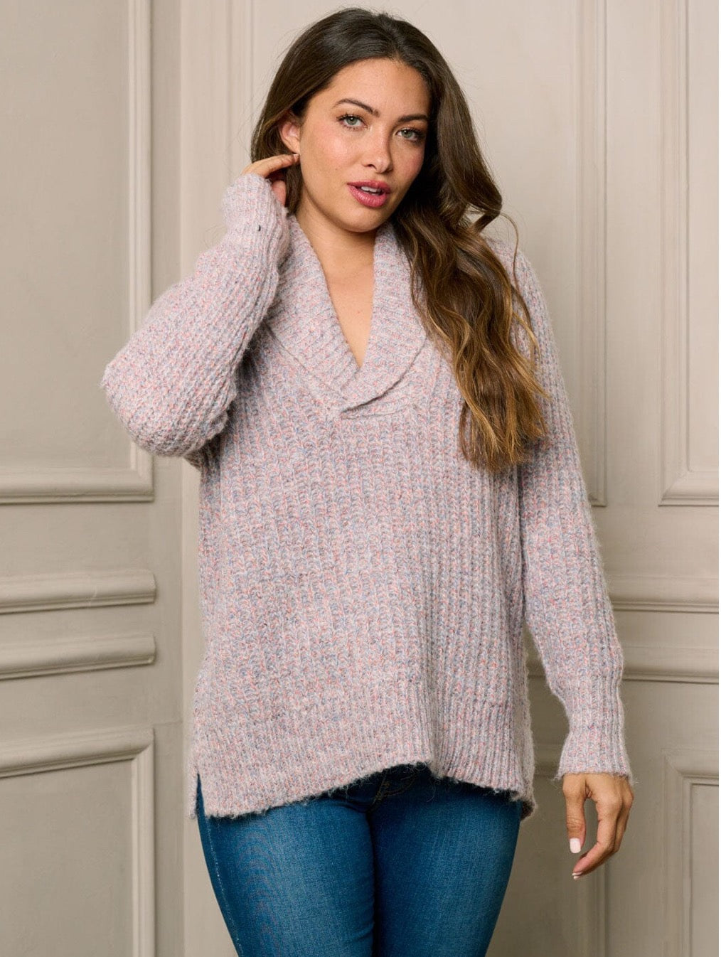 Multi Color V-Neck Pullover Sweater