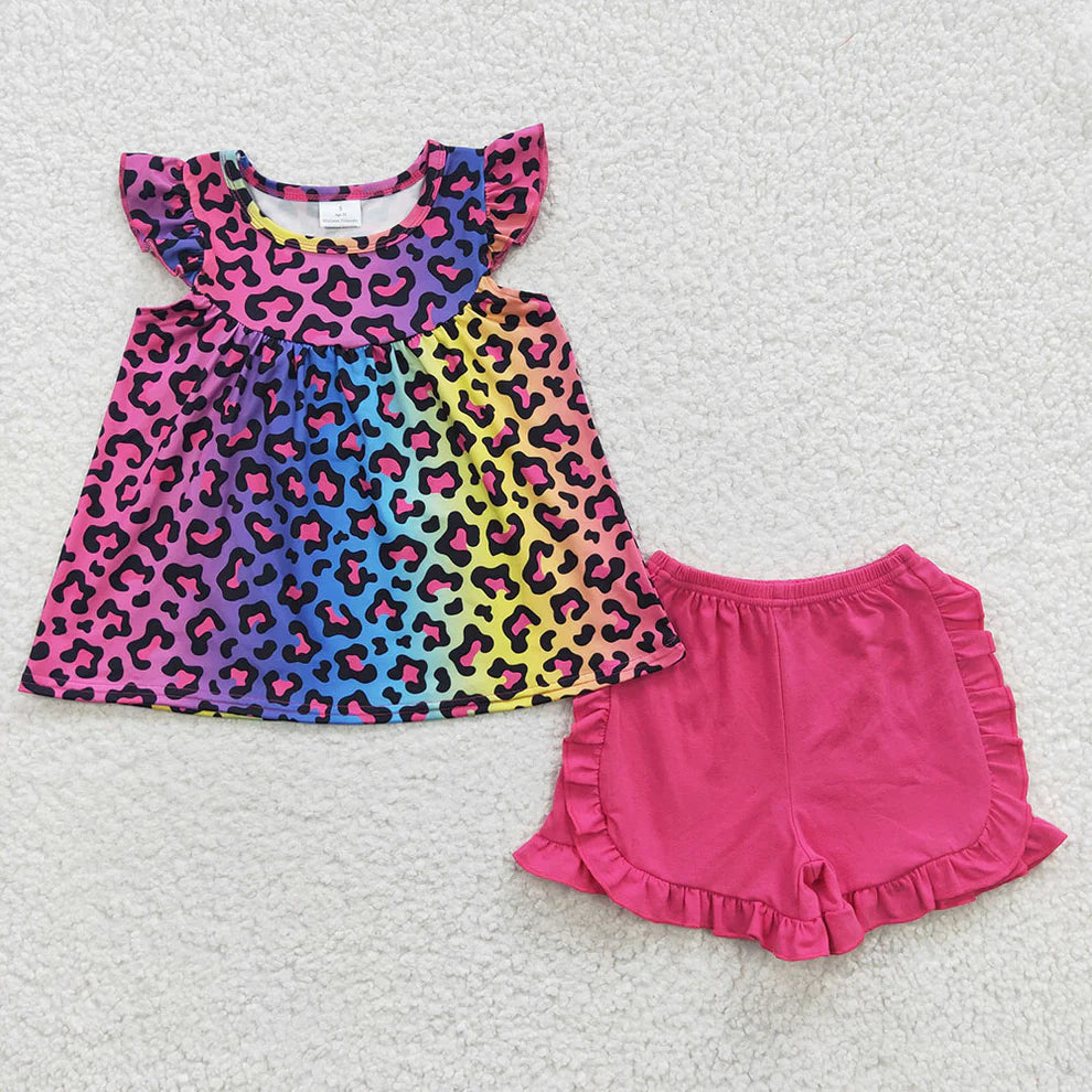 Girls Multicolored Leopard & Pink 2pc set
