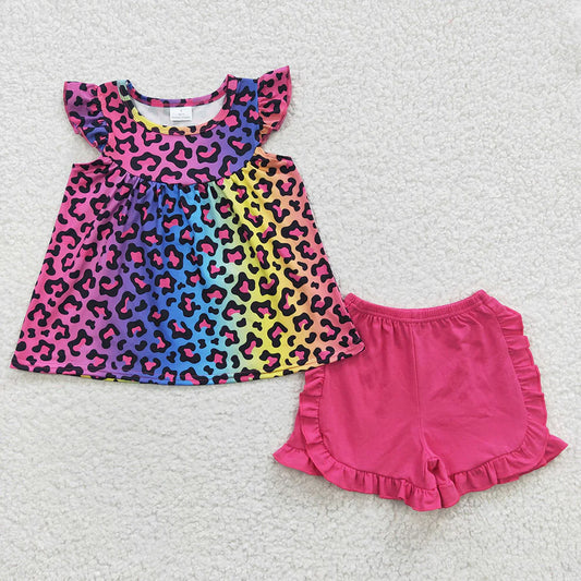 Girls Multicolored Leopard & Pink 2pc set