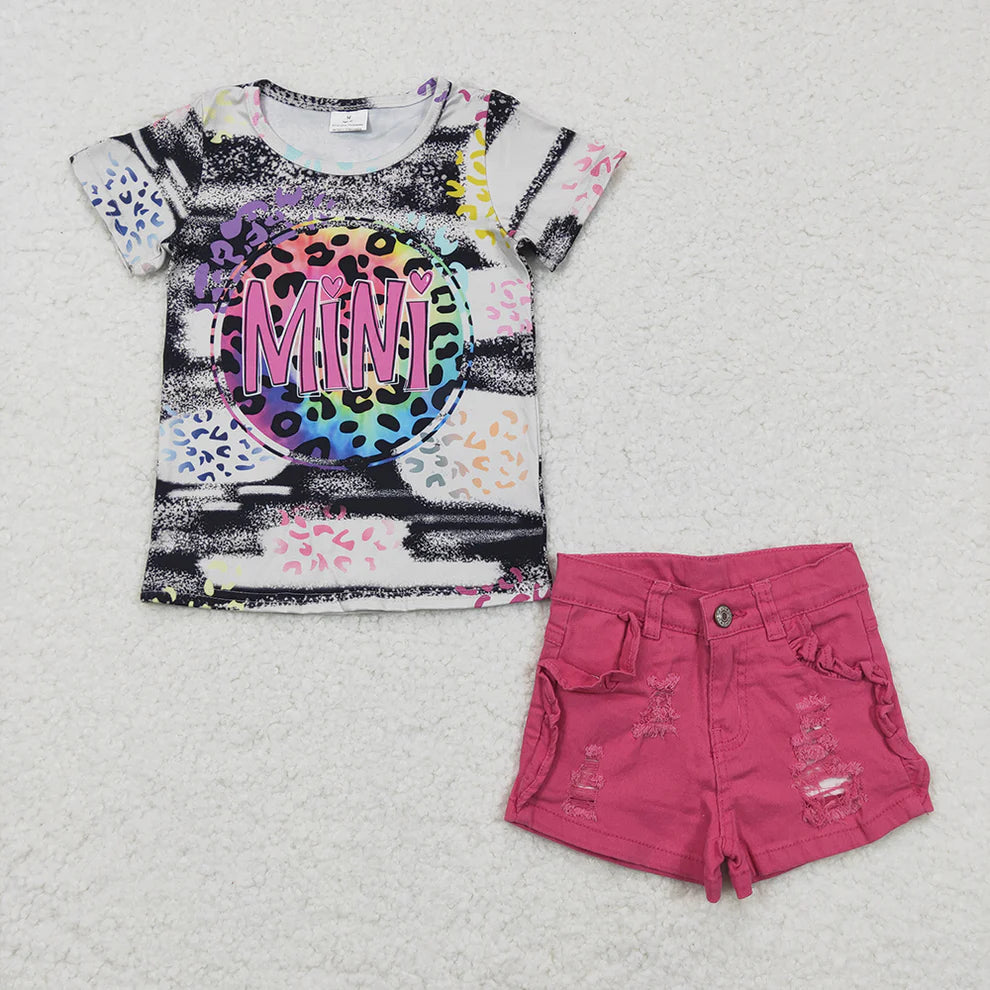 Girls leopard (Mini) Shirt & Shorts