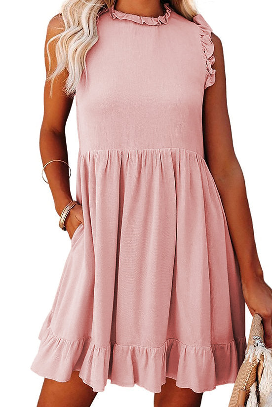 Pink Pocketed Babydoll Dress